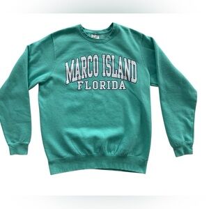 Teal Marco Island Florida Souvenir Unisex Crewneck Sweatshirt Size L